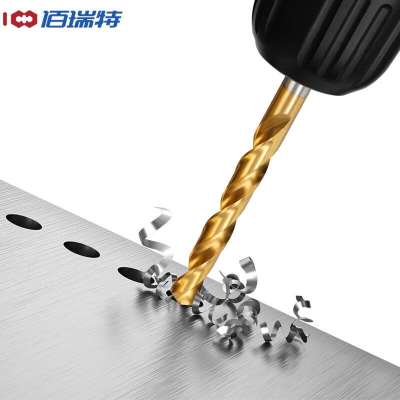 Bairuit Titanium-plated High-Speed Steel Twist Drill Bit, Straight Shank, Standard Long Aluminum Alloy Steel Drill Bit, 8mm [1 piece]