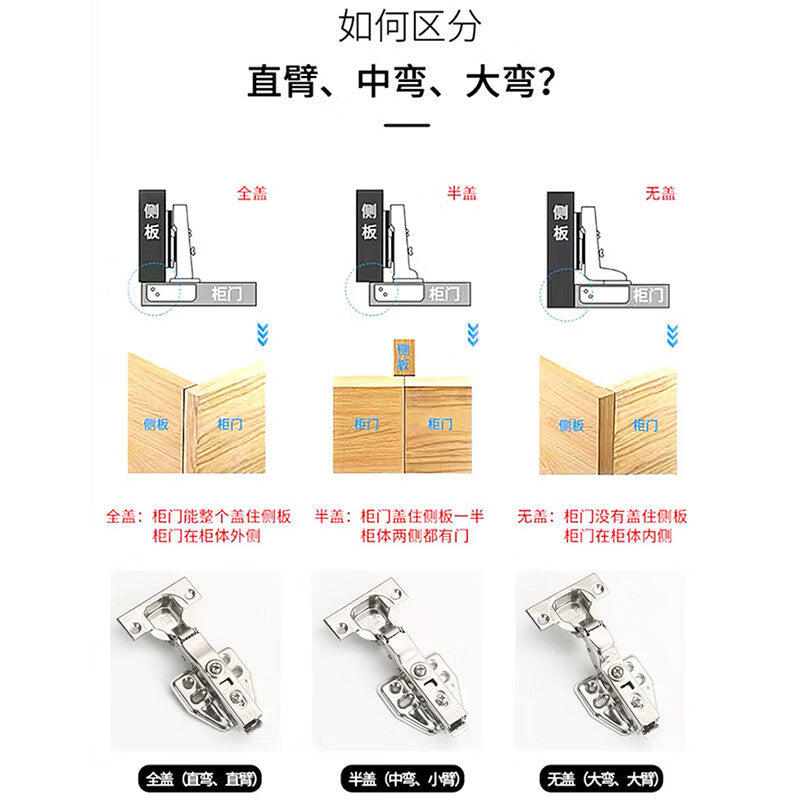 Jin Gu Lao Hinges, Cabinet Door Hinges, 304 Stainless Steel Thickened Damping Aircraft Hinges, Water-Resistant (with Bag-Assembled Screws), Self-Unloading Open-Top Large Bend, KBT-90