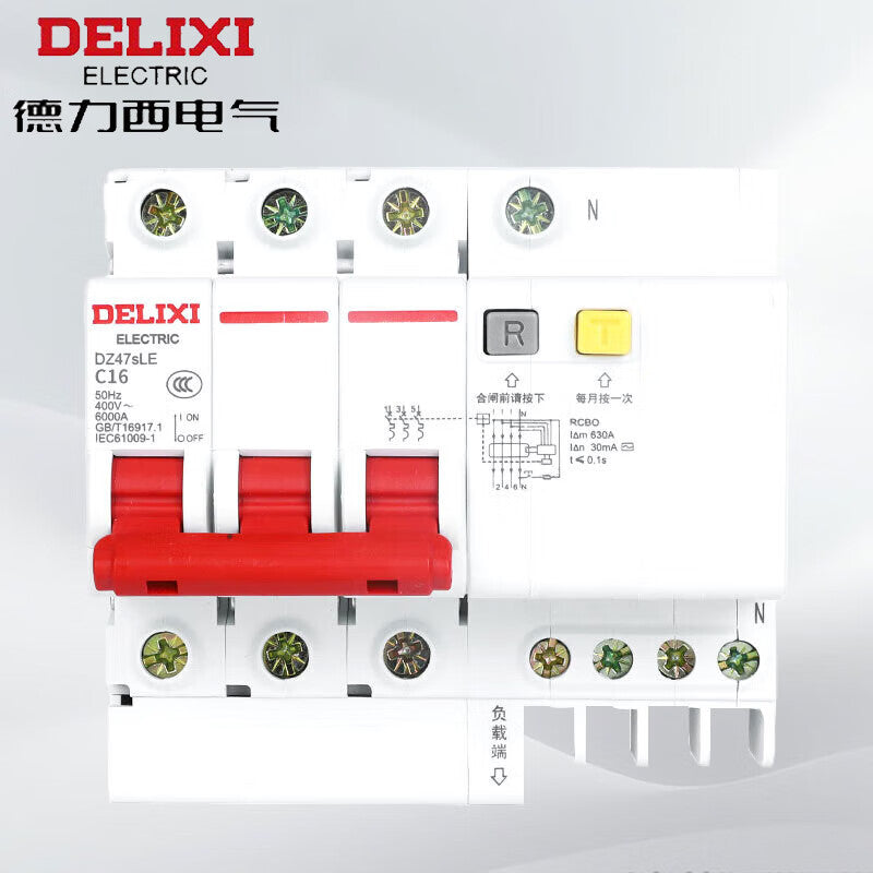 Delixi DZ47SLE Circuit Breaker 3P+N 16A Leakage Protection