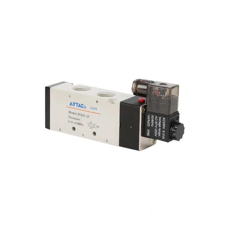 AirTAC internal pilot solenoid valve, 2-position 5-way, single solenoid, DIN socket; 4V41015A