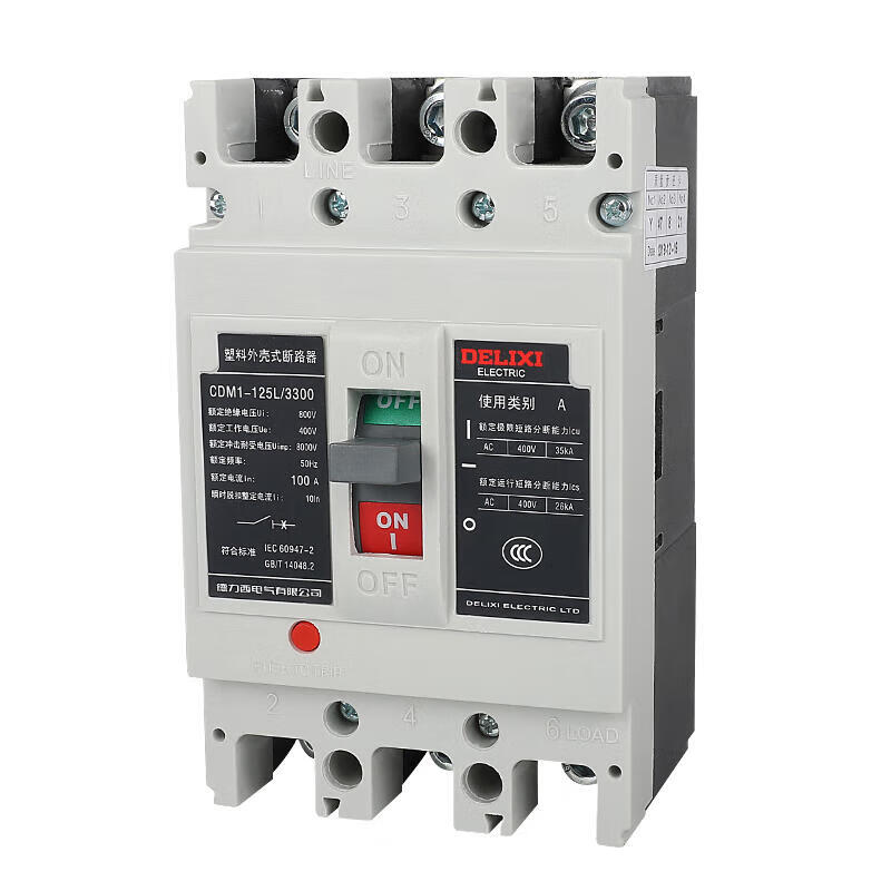 Delixi CDM1-125L/3300 Molded Case Circuit Breaker, 100A