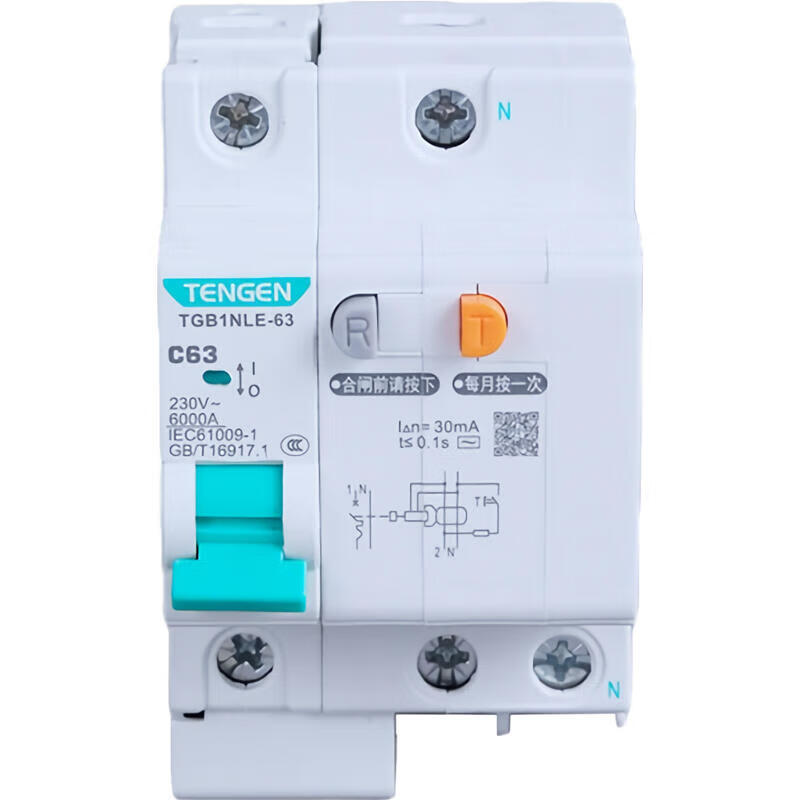 Tianzheng small leakage circuit breaker; TGB1NLE-63 1P+N C63 30mA (Xiangyun 3.0)