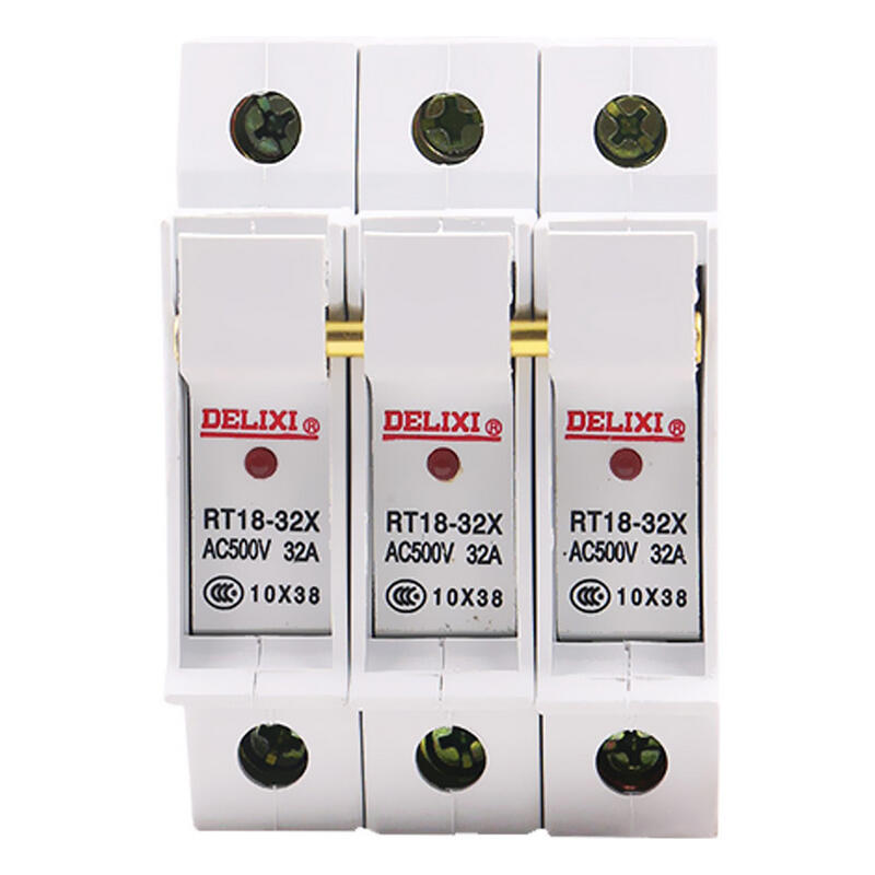 Delixi Electric cylindrical cap fuse with light base; RT18-32X 3P base