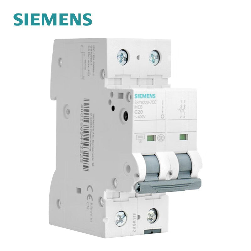 Siemens 5SY6220-7CC Type C 20A 2P Circuit Breaker - 6KA