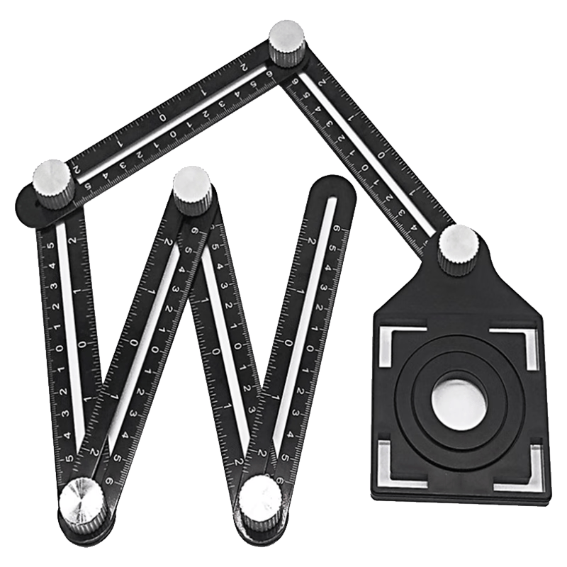 Mitz Masonry Tool for Wall and Floor Tiling, Aluminum Alloy Six-Fold Ruler, Glass Universal Drilling Tool, Tile Hole Opening and Positioning Tool LJ-LZC 31*5.5*2.6cm