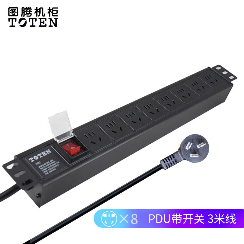TOTEN 8-Bit 10A Industrial PDU Power Distributor with Switch