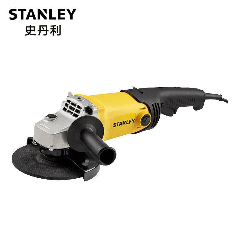 Stanley 1400W Angle Grinder, powerful for heavy-duty tasks. Features 125mm diameter and 22.1 lbs weight. Designed for industrial use, perfect for cutting through tough materials. Model SGM145