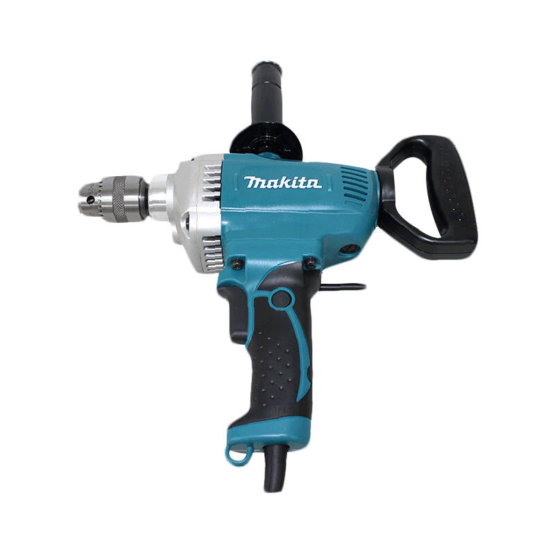 Makita electric drill, model DS4011, 750W, 13mm bit, 1/2 handle size. Compact and powerful for professional use.