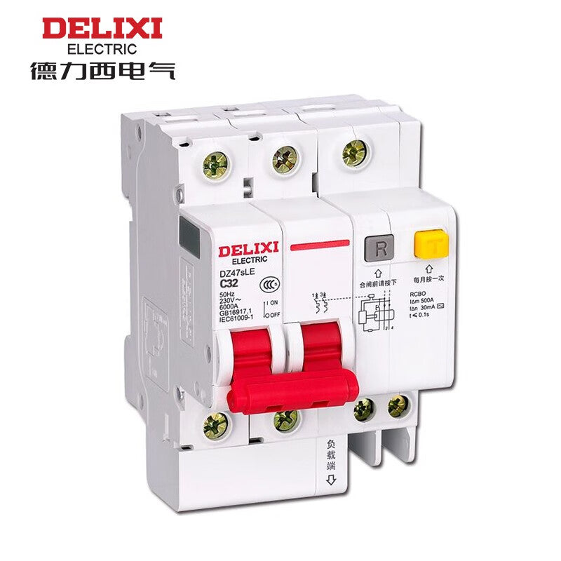 Delixi DZ47sLE 2P C 32A 6KA 30mA electronic AC 230VAC DZ47SLEN2C32 miniature leakage protection circuit breaker