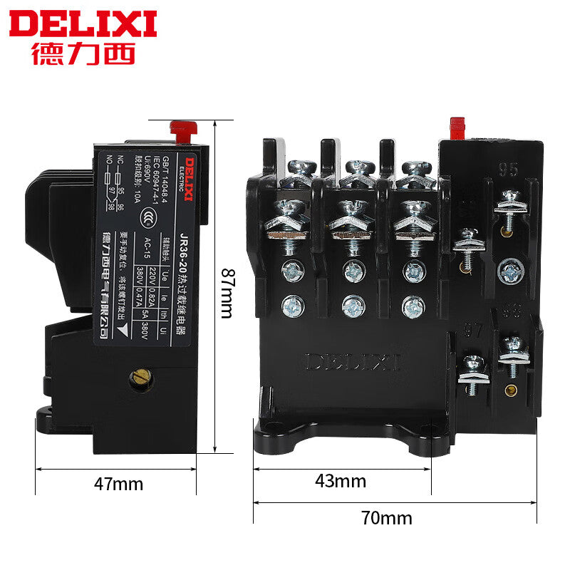 Delixi JR36 Series 10-16A Thermal Relay for Motor Protection