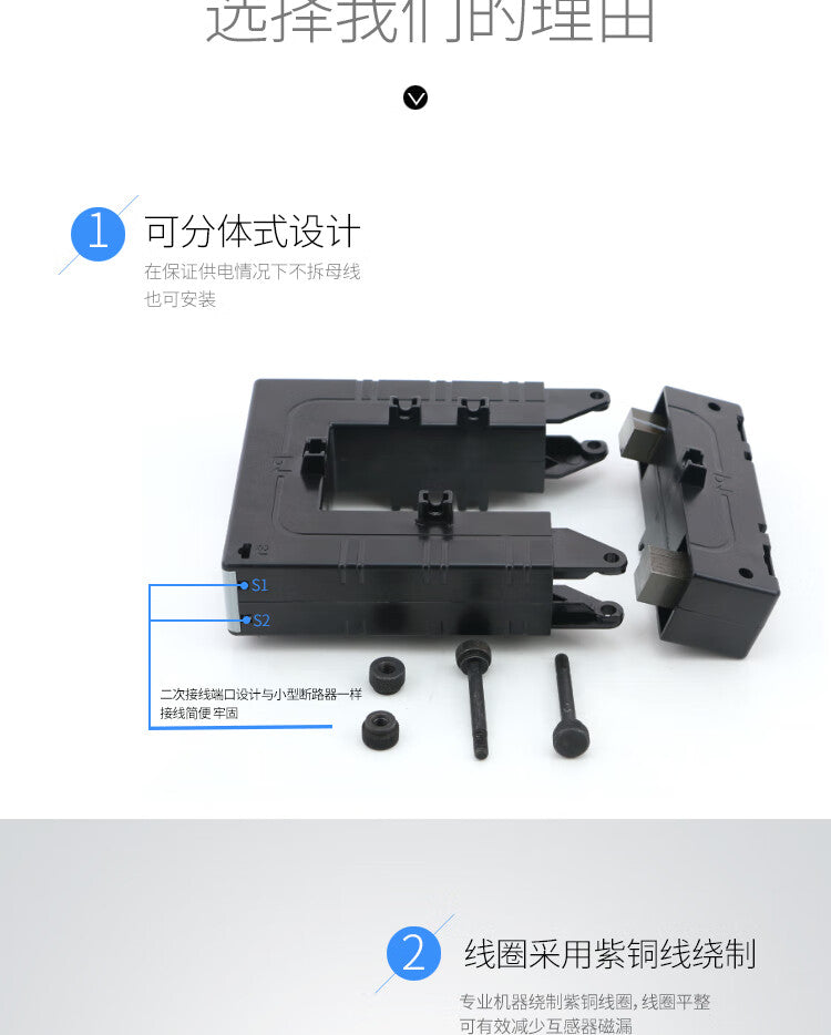 USAMR Open-type Current Transformer GP-58-510 with copper busbar cable, openable/closable square hole current transformer