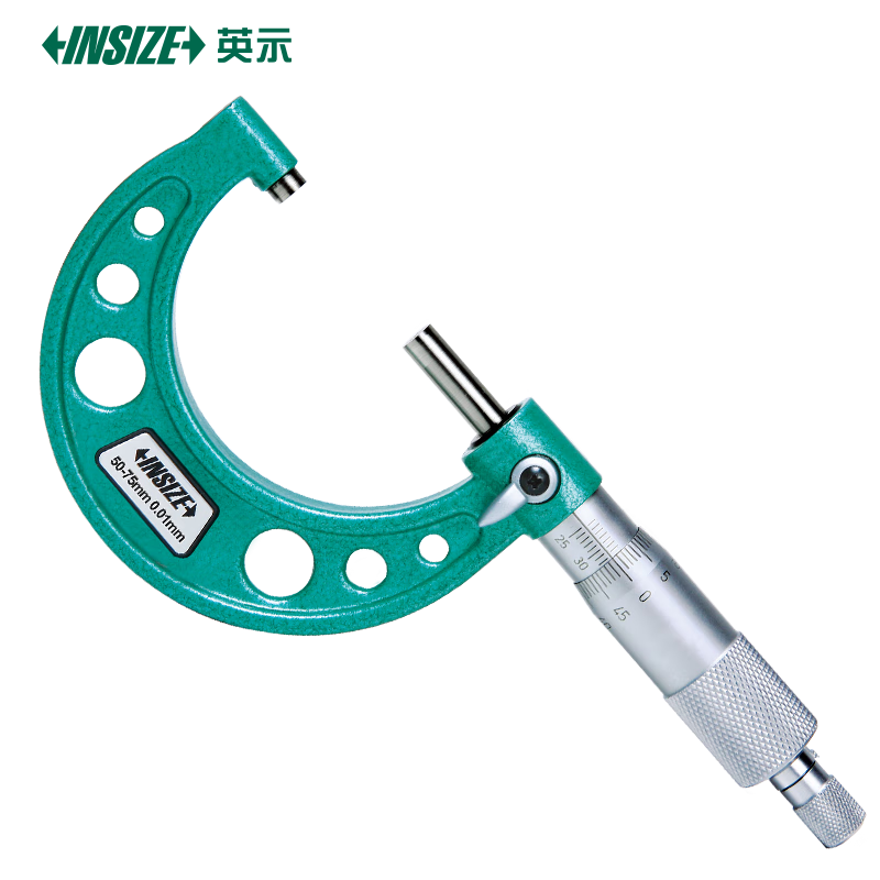INSIZE outside micrometer, mechanical screw gauge, industrial-grade measuring tool, high precision 0.01mm/3203 3203-100AC, measuring range 75-100x0.01mm, with standard rod.