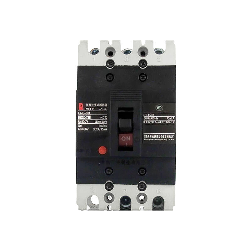 Changshu switch molded case circuit breaker breaking capacity 35kA 3P 20A; CM3-63L/3300 20A front panel wiring