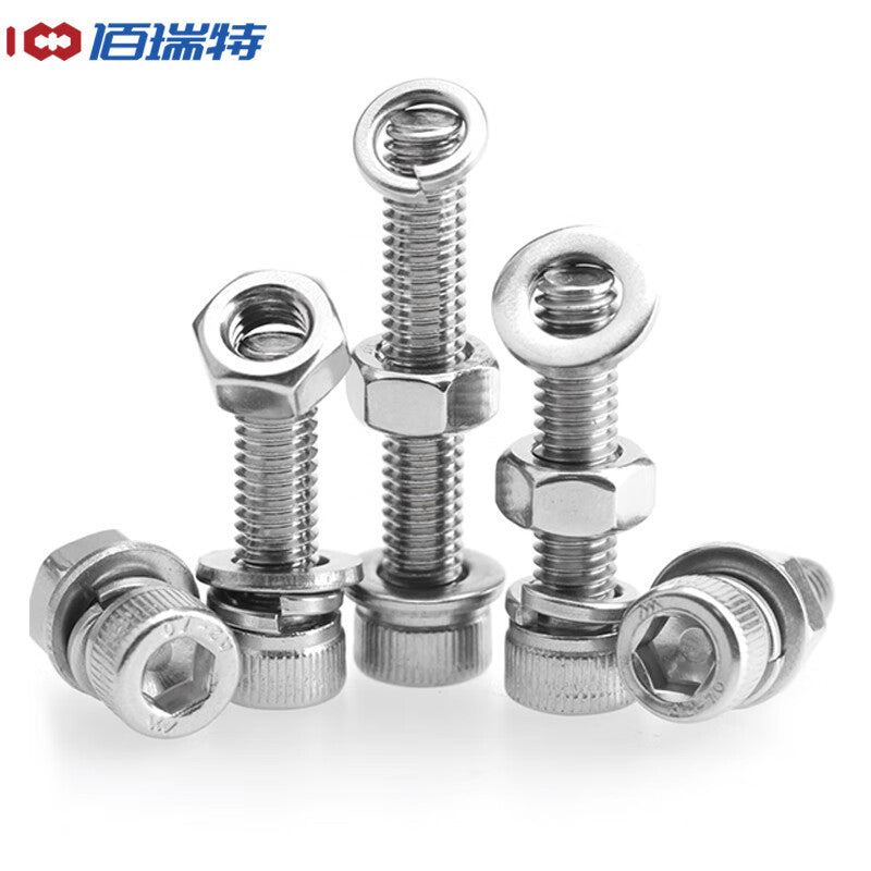 Bairuite 304 Stainless Steel Socket Head Bolt Set, M6*30 [5 Sets]