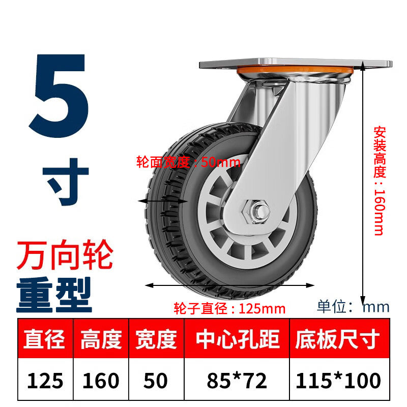 Tanzu Rubber Heavy Duty Flatbed Handcart Trailer with Rubber Casters, 5-inch Heavy Duty Swivel Wheels