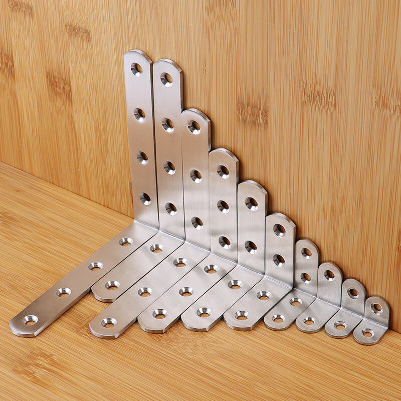 Deqi Thickened Stainless Steel Right Angle Bracket, L-Shaped Angle Bracket, Triangular Iron Support Shelf Support Fixing Part, No. 8, 100*100*20mm (10 pieces per pack)