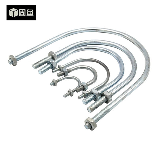 GUYU Galvanized U-shaped Pipe Clamps with Nuts - Customizable U-shaped Galvanized Pipe Clamps - Thread Diameter M8 [DN80] - 5 Sets Available - In Stock