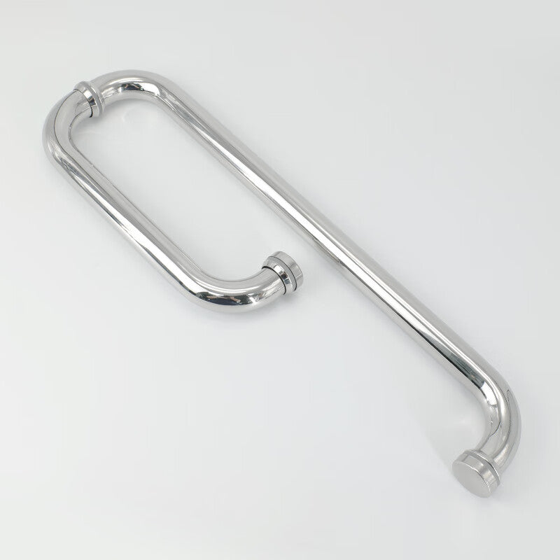 Bingyu Bathroom Glass Door Handle, 304 Stainless Steel, L-shaped, three-hole handle, bright finish, extra thick, 25*475*275mm, BH-609