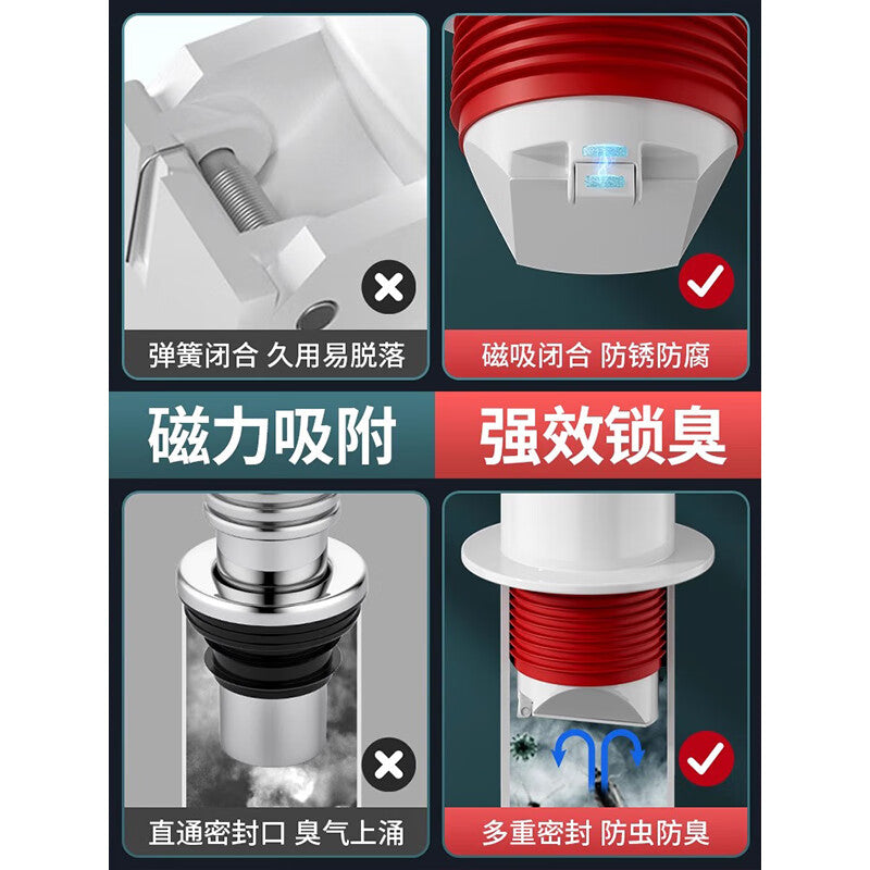 Thousand-speed wheel anti-backflow sealing plug ring for floor drains, kitchen sinks, and drain seals. Flagship model [two units], universal for 75/50 pipes.