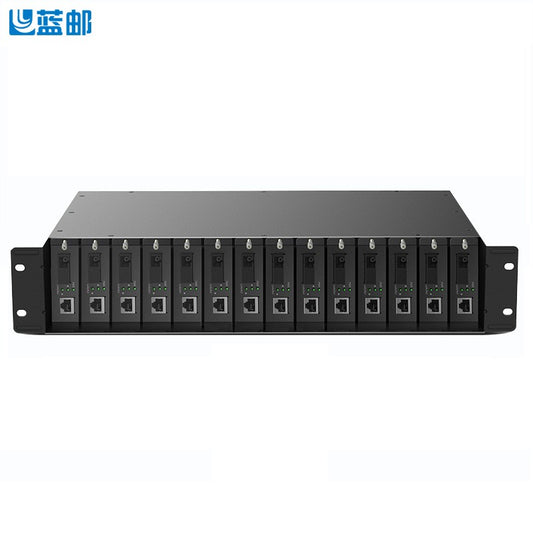 Bluemail 16 Slot Fiber Optic Transceiver Rack Chassis with Dual Power Supply