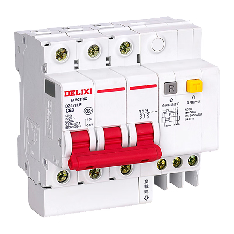 Delixi DZ47sLE 3P 16A 6KA 30mA AC 400VAC Mini Circuit Breaker