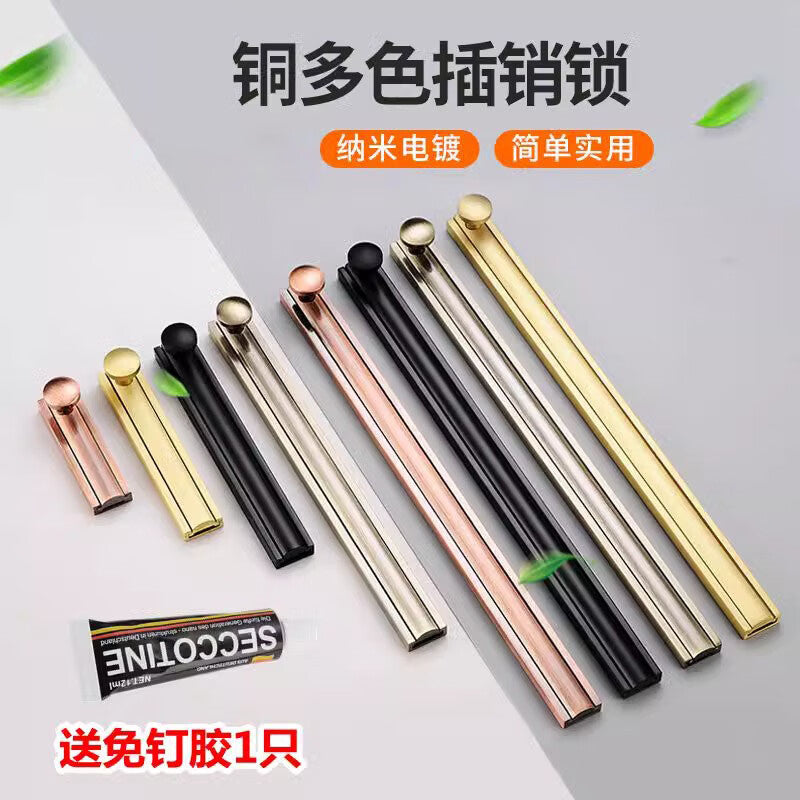Thousand-speed wheel concealed door latch, door bolt, bedroom deadbolt, 90-degree right-angle barn door lock, 6-inch [150mm long, 25mm travel], sand gold.