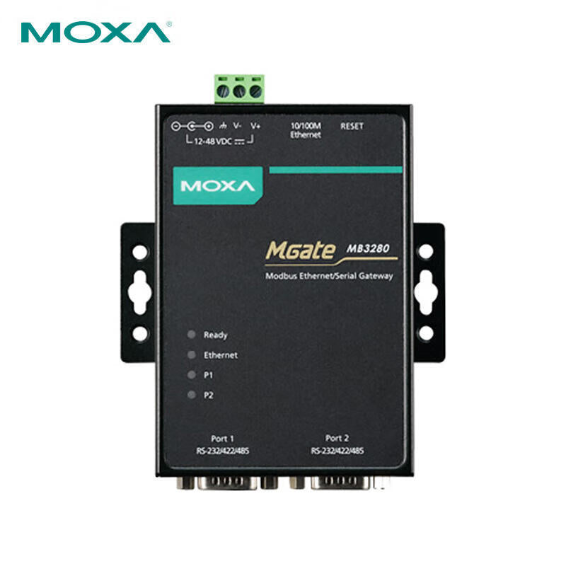 Moxa 2-port standard Modbus gateway (Modbus RTU/ASCII to Modbus TCP); MGate MB3280