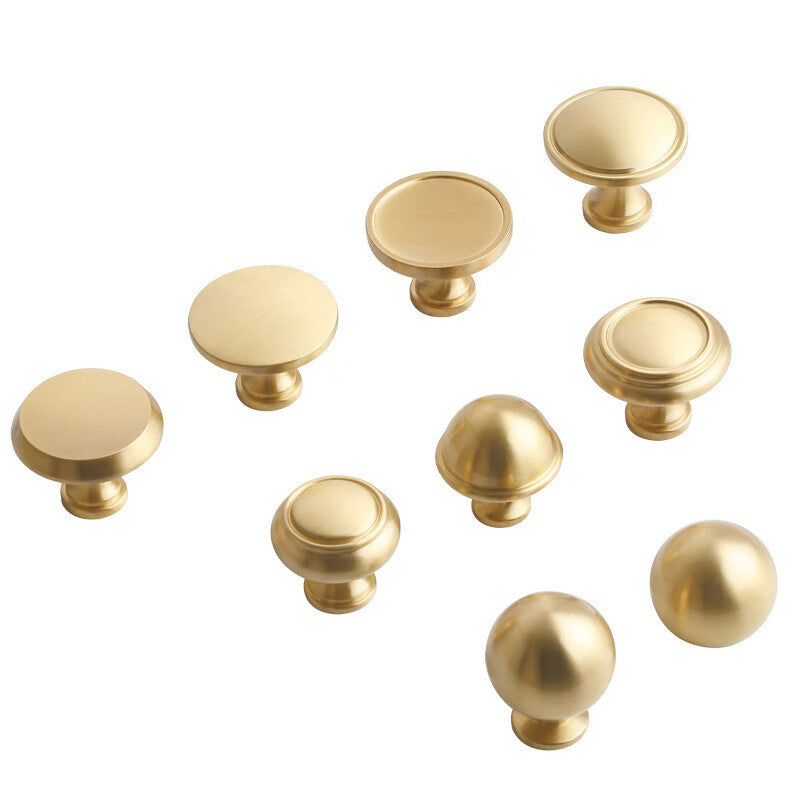 Shanhe Crafts - Minimalist Brass Handles for Wardrobe Doors, Nordic Style, Natural Copper, 8067-25 Diameter