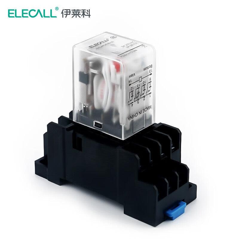 ELECALL HH54P small intermediate relay AC four open four closed with light and base electromagnetic relay set 14 feet MY4NJ AC110V