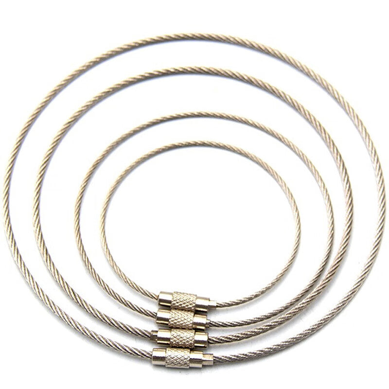 Deyu Crafts - Stainless Steel Wire Rope Keychain, Wire Ring, Wire Lock. Unit: Piece. 1.5mm*15cm