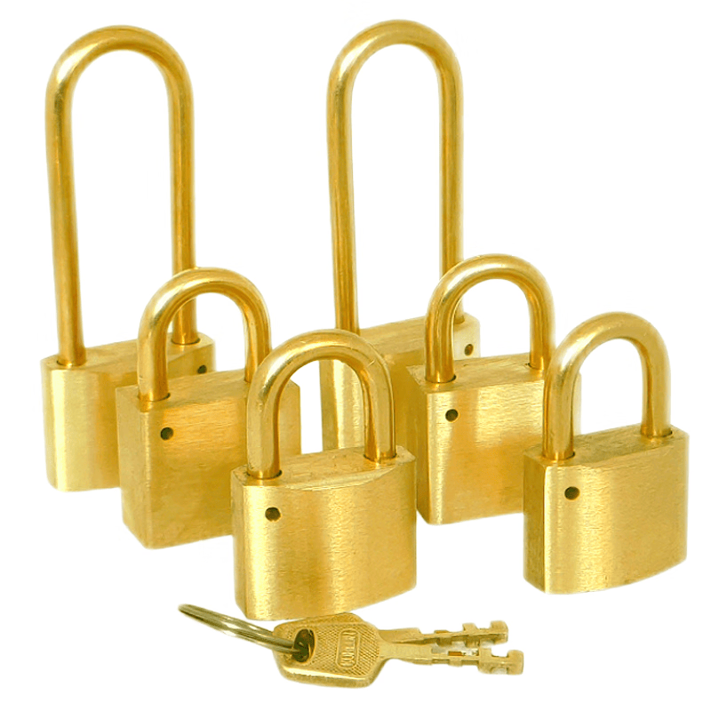 Thickened, waterproof, and rust-proof brass padlock for outdoor use in gas stations, power plants, and coal mines. 35mm longer, 3 keys.