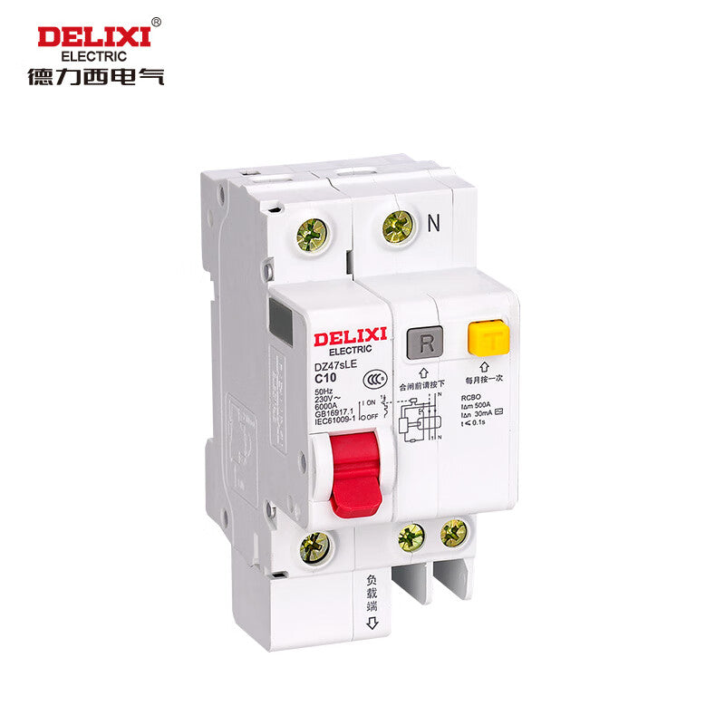Delixi electrical circuit breaker DZ47sLE 1P+N (N pole straight-through) C 10A