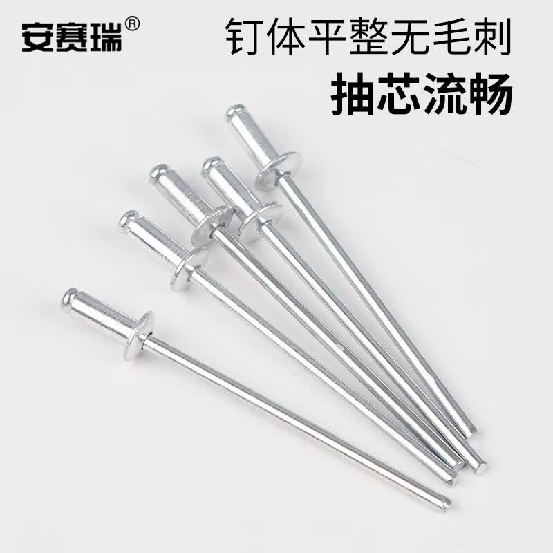 Anselreat Blind Rivets, Aluminum Rivets, Round Head Blind Rivets, Open-Type Rivets, M2.4×10, 100 Pieces, 5K00059