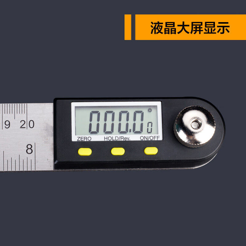 Mitz Digital Angle Ruler, Stainless Steel Woodworking Ruler, Angle Measuring Steel Right Angle Ruler, 500mm/0-360°/0.05°/Stainless Steel