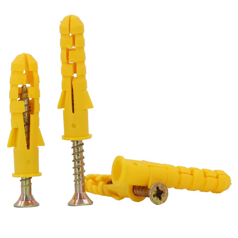 Haisdic [Beijing Warehouse Delivery] Small Yellow Fish Plastic Expansion Tube, Fish-Style Expansion Plug, Wall Plug, Expansion Screw Set 8*40mm (200 sets/piece) HK-665