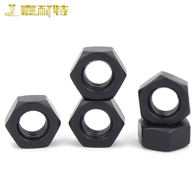 10 pieces of 12 grade high-strength hexagonal nuts, carbon steel blackened nuts, M12 (P1.75).