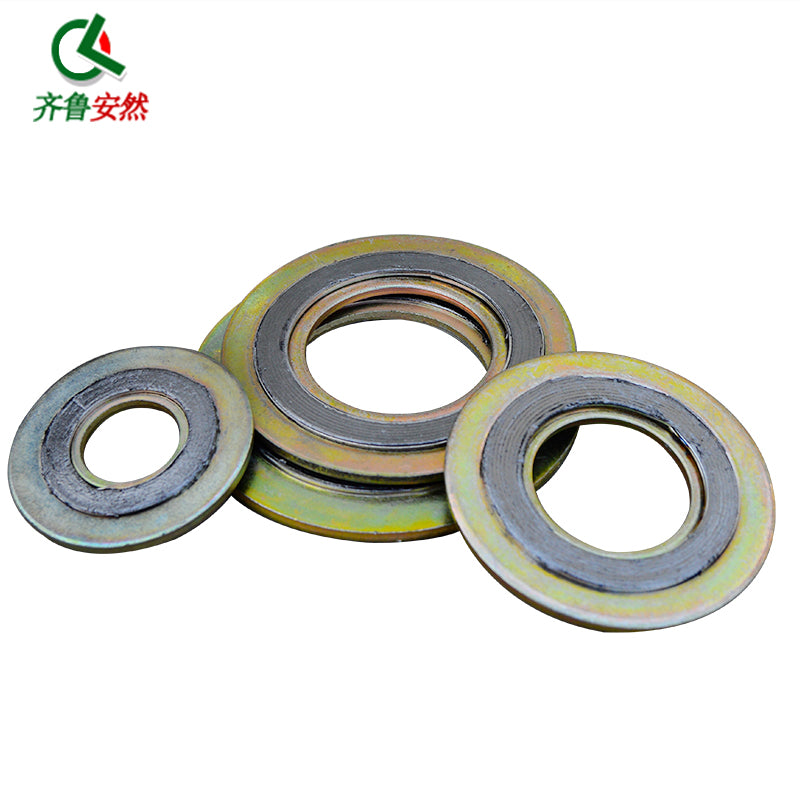 Qilu Anran Carbon Steel Inner and Outer Ring Metal Spiral Wound Gasket Graphite Flange Gasket High Temperature and High Pressure Flange Sealing Gasket [Carbon Steel Graphite Composite Gasket] DN50-10 5-Piece Pack