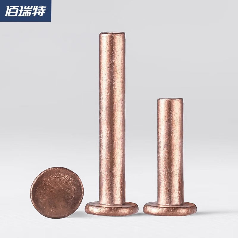 Bairuite Solid Copper Flat Head Rivets, Hand-Driven Rivets GB109 M6*30 [5 pieces]