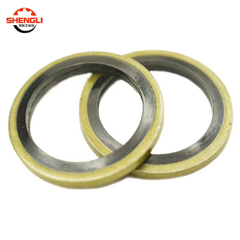 Shengli semi-enclosed combination gasket for high-pressure oil pipes, carbon steel and nitrile rubber combination gasket, sealing ring, inner diameter 14mm [100 pieces]