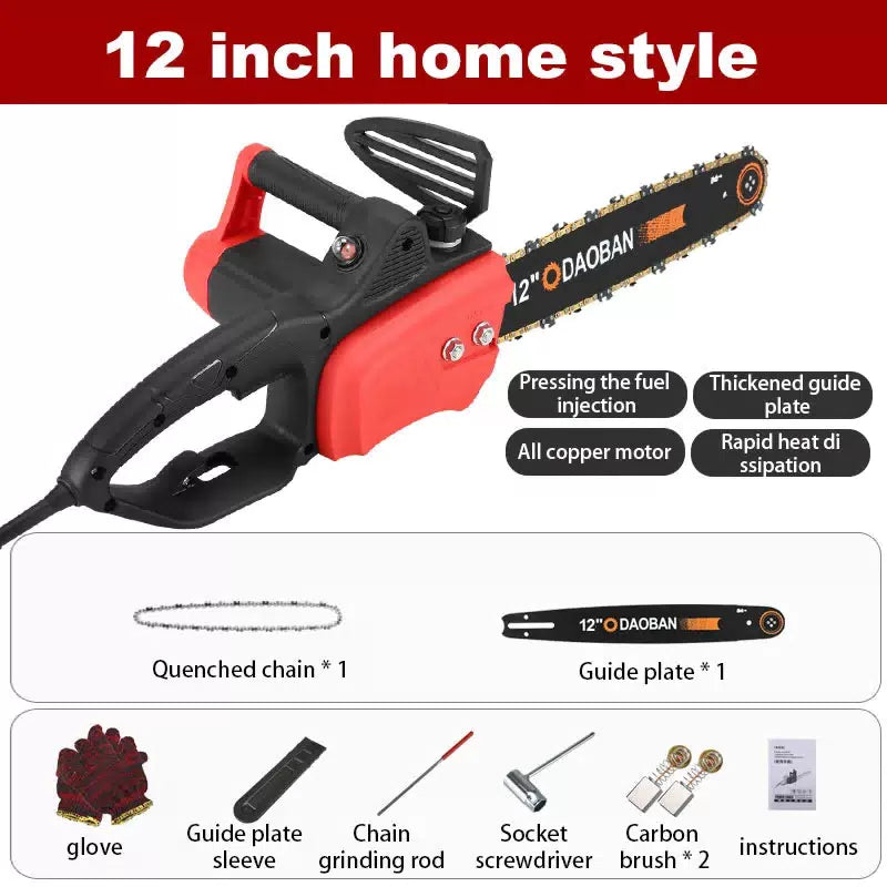 12/16 Inch High Power Corded Chainsaw 220V Handheld AC Household Brushless Electric Chain Saw for Wood Felling Cutting [9]