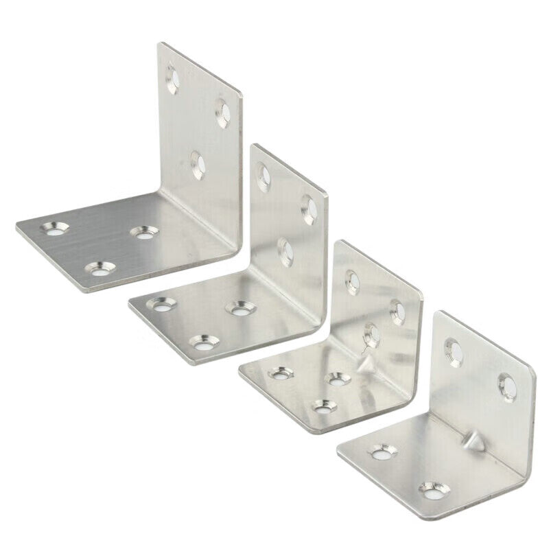 Jingu Lao KCAA-588 Thickened Stainless Steel Right Angle Bracket, Right Angle Fixing Plate, Furniture Connector, Triangular Iron Plate, L-Shaped Bracket with 10 Screws, Straight Edge, 4 Holes, 30*38*1.2mm