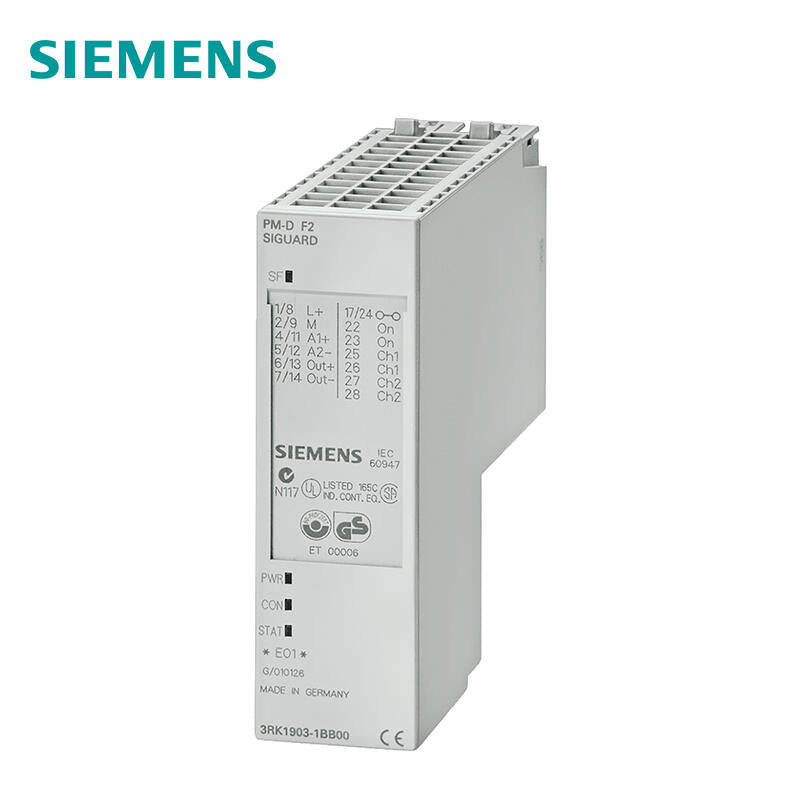 Siemens PM-DF2 for motor starter power module, fail-safe up to safety category 4EN954-1 for protective door automatic start can be inserted into TM-PF30S47-B0-B130mm; 3RK19031BB00