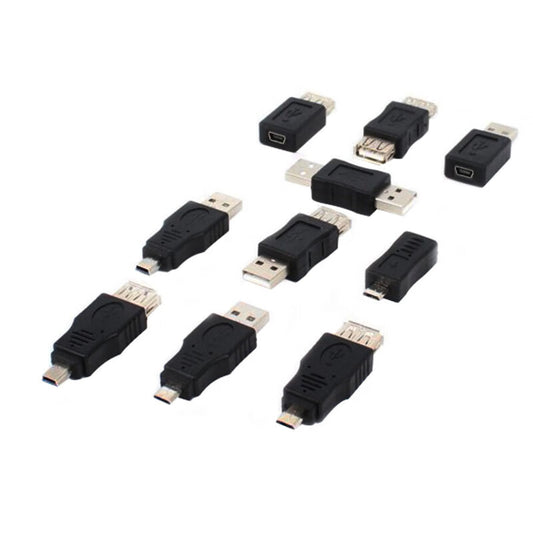 Langjiatuo USB 2.0 Adapter Heads, Male to Female, for Desktop Computers, USB Flash Drives, Keyboards, Mice, Android Micro to Mini 5P Phones, Semi-enclosed A Female to MINI Male (6 pieces)