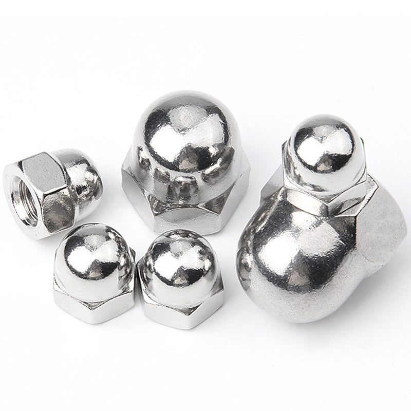 Hesterig JG-702 304 Stainless Steel Cap Nut DIN1587 Decorative Screw Cap Round Head Nut M6 (10 pieces)
