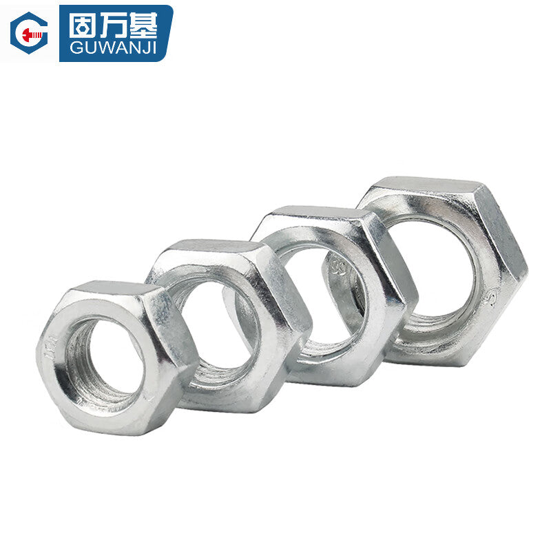 GUWANJI hexagonal nuts, galvanized iron/white zinc alloy nuts, carbon steel nuts, M10 [1 piece]