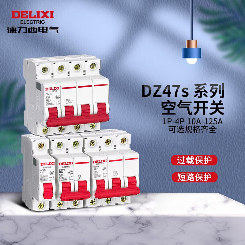 Delixi Electric Air Switch Small Circuit Breaker DZ47s Type C 2P 10A DZ47SN2C10