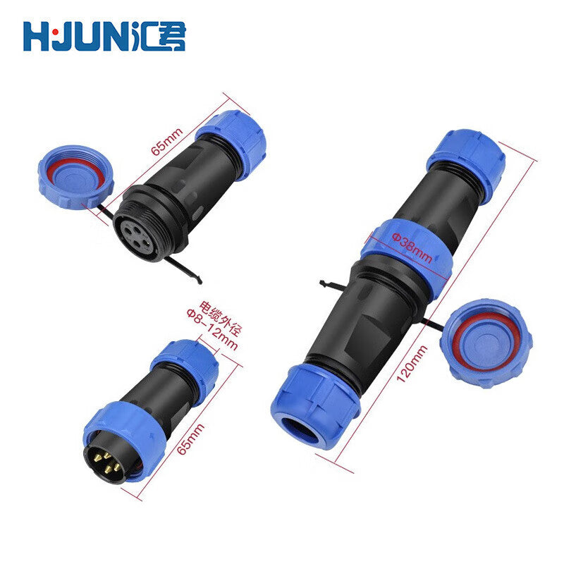 Huijun Solderless Waterproof Connector, Aviation Plug, Butt-on Type, Rear Nut Screw Wiring Socket, SL21-4 Pin [Butt-on Type]