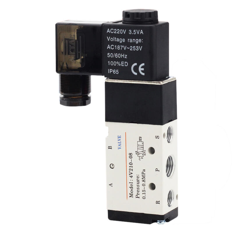 AirTAC internal pilot solenoid valve, 2-position 5-way, single solenoid, DIN socket; 4V21008AT