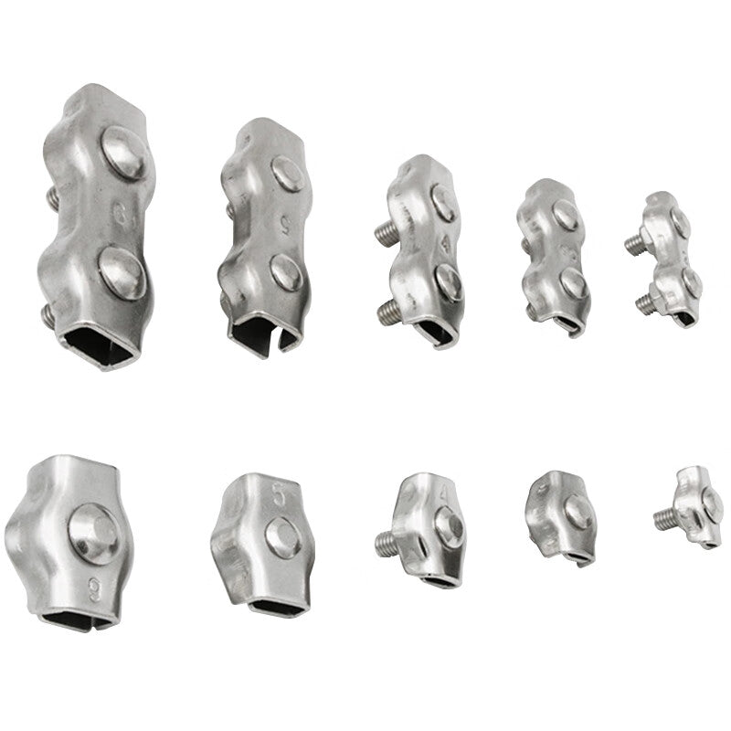 Bingyu BX-21 304 Stainless Steel Wire Rope Single Clamp, Wire Rope Accessories, Brake Cable Clip, Single Clamp M5 [10pcs]