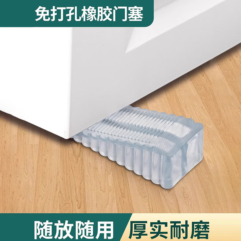 Shanhe Industrial Products - No-Installation Movable Door Stopper, Door Wedge, Safety Windproof Door Stopper, Anti-collision, Large Soft Rubber [Transparent] 3-Pack